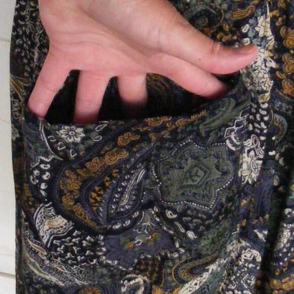 BOOM Dress, L, Vintage 80s, Paisley Jumper, Patch pockets, Midi length, Darker - Picture 5 of 11